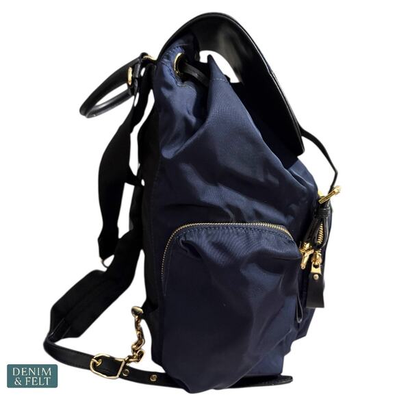 Michael Kors Mott Large Nylon Diaper Backpack Navy Black Gold Luxe Mom Bag main image 13